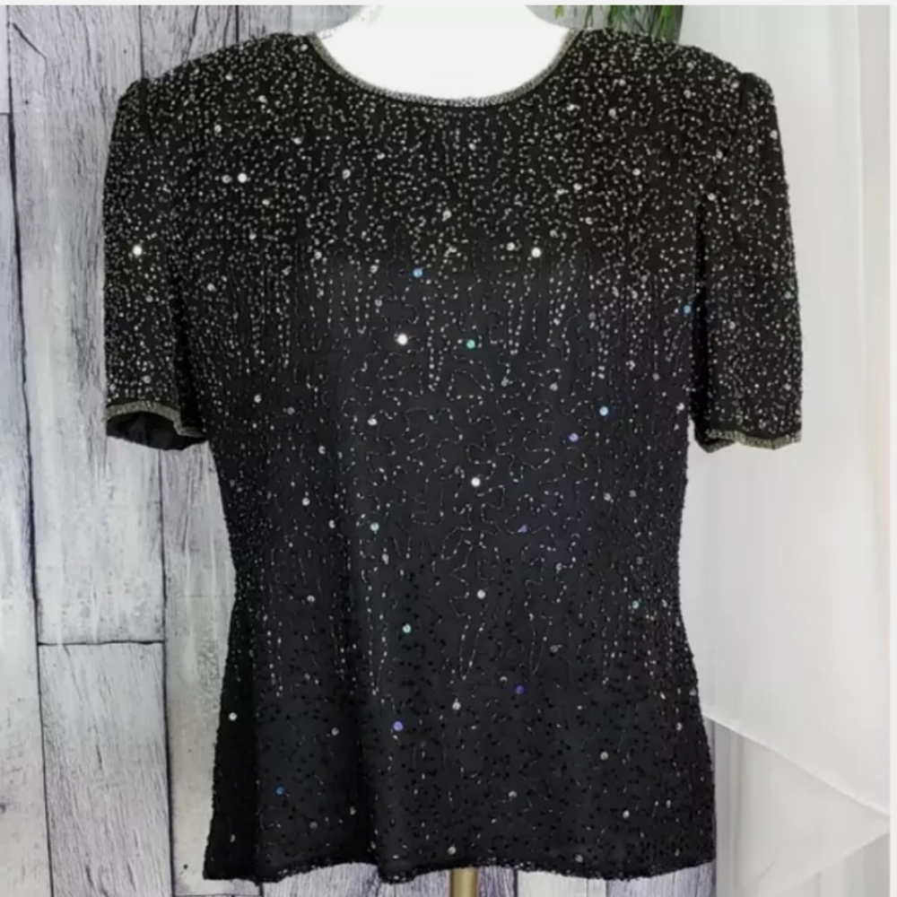 Stenay Sequined Silk Blouse Vintage